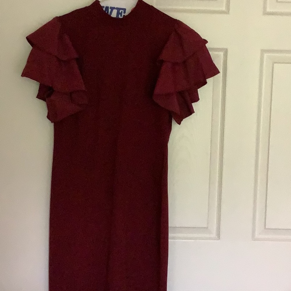 Mid length burgundy dress